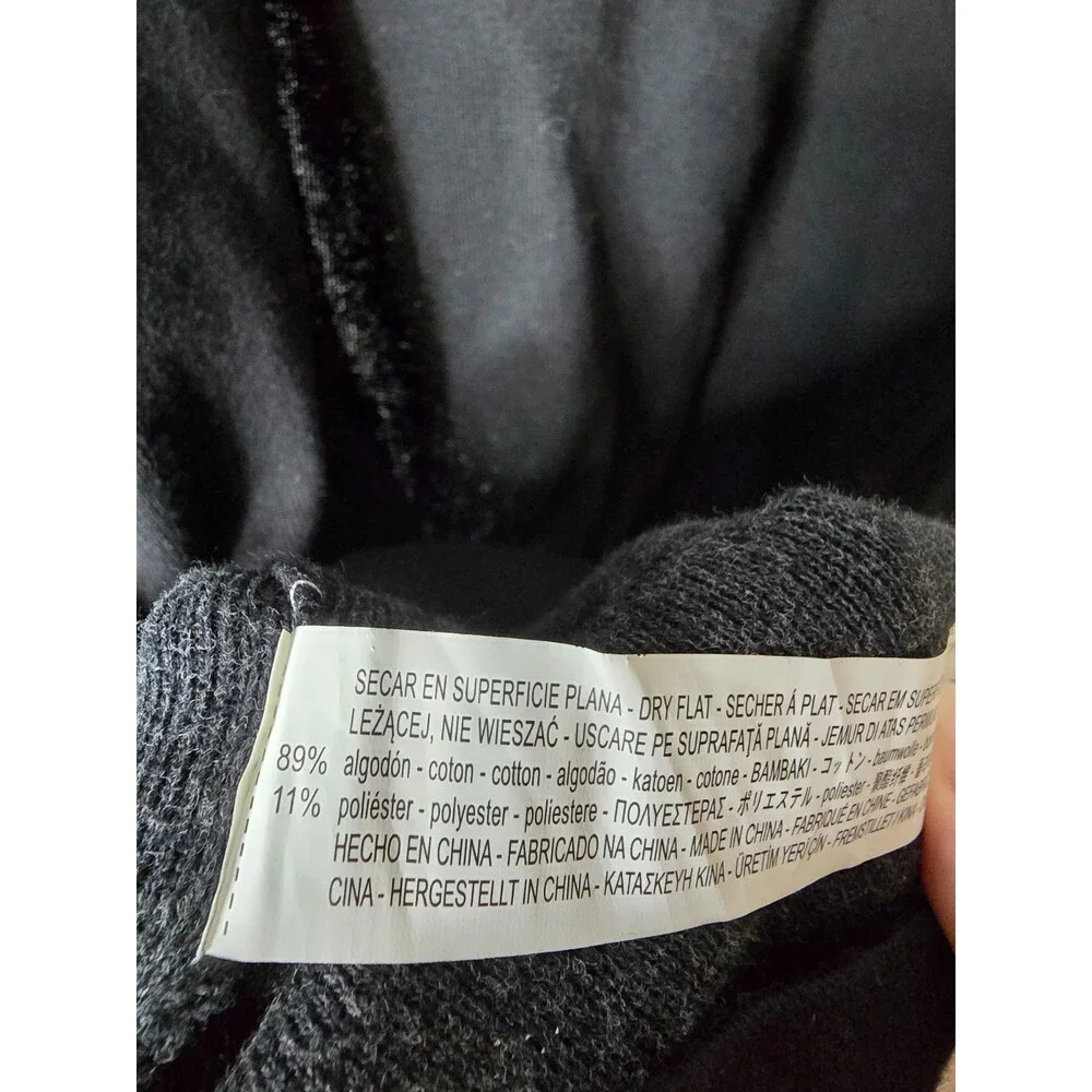 Zara Man Black Gray Hooded Long Sleeve Knit Open Front Cardigan Size M